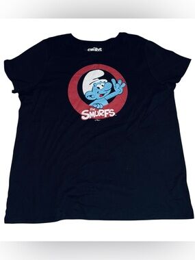 Torrid Black Tee with Smurfs Graphic size 2x